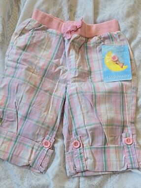 Pink Plaid Girls' Casual Pull-On Bottoms
